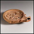 Terracotta oil lamp, Terracotta, Roman