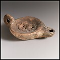 Terracotta oil lamp, Terracotta, Roman