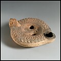 Terracotta oil lamp, Terracotta, Roman