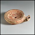 Terracotta oil lamp, Terracotta, Roman