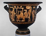 Terracotta bell-krater (mixing bowl), Attributed to the Sarpedon Painter, Terracotta, Greek, South Italian, Apulian