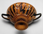 Terracotta kylix (drinking cup), Attributed to the Painter of the Nicosia Olpe, Terracotta, Greek, Attic