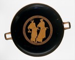 Terracotta kylix (drinking cup), Painter of Bologna 417, Terracotta, Greek, Attic