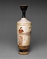Terracotta lekythos (oil flask), Attributed to the Sabouroff Painter, Terracotta, Greek, Attic