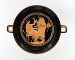 Terracotta kylix (drinking cup), Attributed to Douris, Terracotta, Greek, Attic