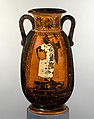 Terracotta neck-pelike (wine jar), Terracotta, Greek, Attic