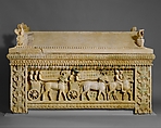 Limestone sarcophagus: the Amathus sarcophagus, Hard limestone, Cypriot