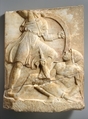 Grave stele with Hoplite Battle Scene, Marble, Pentelic, Greek, Attic