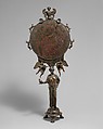 Bronze mirror with a support in the form of a draped woman, Bronze, Greek, Argive