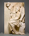 Marble grave stele with a family group | Greek, Attic | Late Classical ...