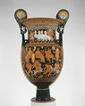 Terracotta volute-krater (vase for mixing wine and water), Attributed to the Capodimonte Painter, Terracotta, Greek, South Italian, Apulian