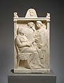 Marble stele (grave marker) of a woman, Marble, Greek, Attic