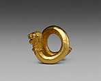 Gold and copper alloy spiral with lion-head terminal, Gold, copper alloy, Cypriot