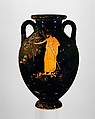 Terracotta amphora (jar), Attributed to the Berlin Painter, Terracotta, Greek, Attic