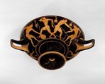 Terracotta kylix (drinking cup), Attributed to Douris, Terracotta, Greek, Attic