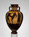 Terracotta Panathenaic prize amphora, Attributed to the Kleophrades Painter, Terracotta, Greek, Attic