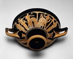 Terracotta kylix (drinking cup), Attributed to the Briseis Painter, Terracotta, Greek, Attic