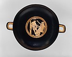 Terracotta kylix (drinking cup), Attributed to the Briseis Painter, Terracotta, Greek, Attic