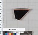 Terracotta rim fragment of a kylix (drinking cup), Terracotta, Greek, Attic