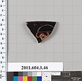 Terracotta rim fragment of a kylix (drinking cup), Terracotta, Greek, Attic