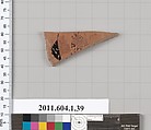 Terracotta fragment of a kylix (drinking cup), Terracotta, Greek, Attic