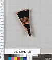 Terracotta fragment of a kylix (drinking cup), Terracotta, Greek, Attic