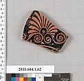 Terracotta fragment of a kylix (drinking cup), Terracotta, Greek, Attic