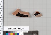 Terracotta fragments of a kylix (drinking cup), Terracotta, Greek, Attic