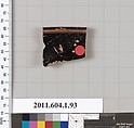 Terracotta rim fragment of a kylix (drinking cup), Attributed to the Painter of London D 12 [DvB], Terracotta, Greek, Attic