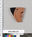 Terracotta fragment of a kylix (drinking cup), Terracotta, Greek, Attic
