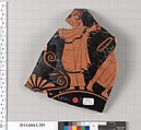Terracotta fragment of a kylix (drinking cup), Terracotta, Greek, Attic