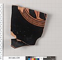 Terracotta fragment of a kylix (drinking cup), Terracotta, Greek, Attic