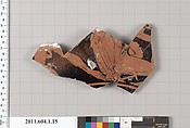 Terracotta fragment of a kylix (drinking cup), Terracotta, Greek, Attic