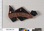 Terracotta fragment of a kylix (drinking cup), Terracotta, Greek, Attic