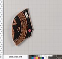 Terracotta fragment of a kylix (drinking cup), Terracotta, Greek, Attic