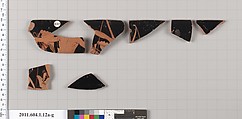 Terracotta fragments of a kylix (drinking cup), Terracotta, Greek, Attic