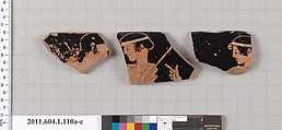 Terracotta rim fragments of a kylix (drinking cup), Terracotta, Greek, Attic