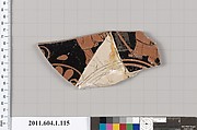 Terracotta fragment of a kylix (drinking cup), Terracotta, Greek, Attic