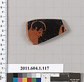 Terracotta rim fragment of a kylix (drinking cup), Terracotta, Greek, Attic