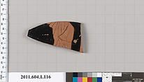 Terracotta fragment of a kylix (drinking cup), Terracotta, Greek, Attic