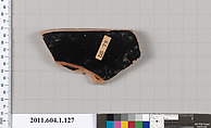 Terracotta fragment of a kylix (drinking cup), Terracotta, Greek, Attic
