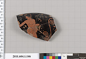 Terracotta rim fragment of a kylix (drinking cup), Terracotta, Greek, Attic