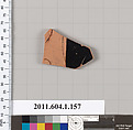 Terracotta fragment of a kylix (drinking cup), Terracotta, Greek, Attic