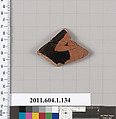 Terracotta fragment of a kylix (drinking cup), Terracotta, Greek, Attic