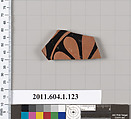 Terracotta fragment of a kylix (drinking cup), Terracotta, Greek, Attic