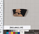 Terracotta fragment of a kylix (drinking cup), Terracotta, Greek, Attic