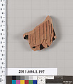 Terracotta fragment of a kylix (drinking cup), Terracotta, Greek, Attic