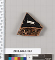 Terracotta fragment of a kylix (drinking cup), Terracotta, Greek, Attic