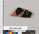 Terracotta fragment of a kylix (drinking cup), Terracotta, Greek, Attic