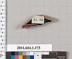 Terracotta fragment of a kylix (drinking cup), Terracotta, Greek, Attic